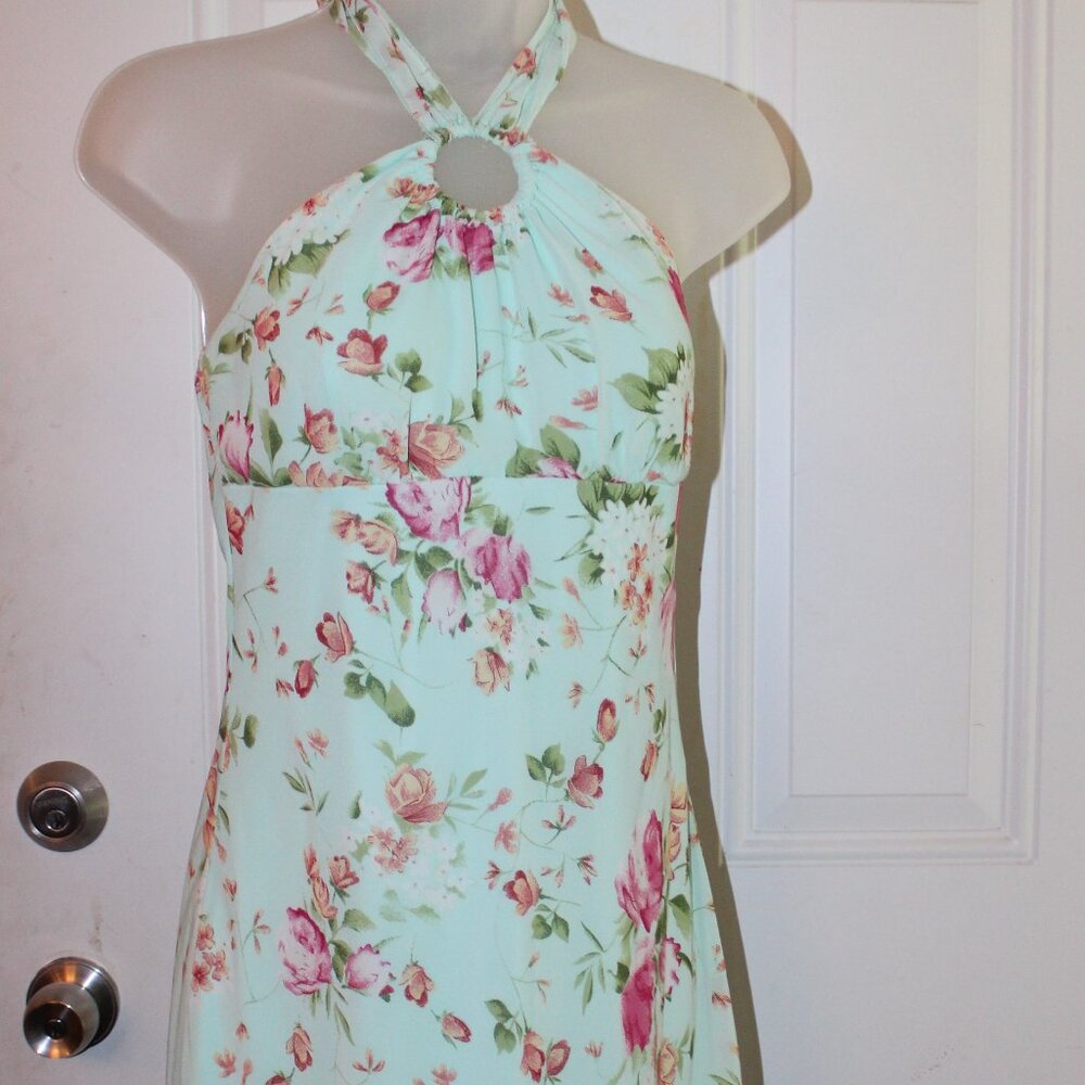 B Moss, Size 4, Dress Turquoise Y2K Fairycore Whimsical Vintage Halter Neckline - Picture 6 of 10